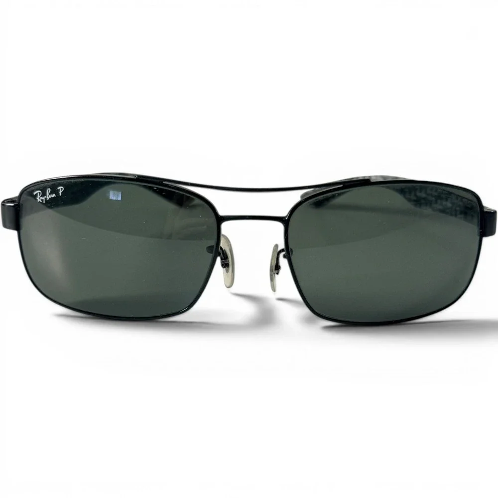 Ray-Ban RB 8316 002/N5 62-18 135 3P Polarized Sunglasses Black Metal Rectangle